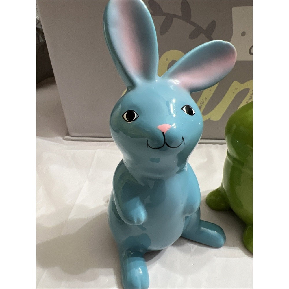 Lot Of 3 Easter Bunnies Blue Green And Pink - Picture 2 of 12